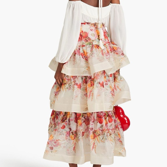 ZIMMERMANN Tiered floral-print linen and silk-blend gauze midi skirt - Picture 8 of 8